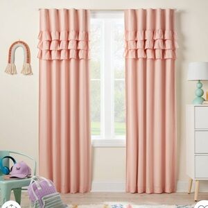 84” ruffled blackout kids curtain / 3 panels total